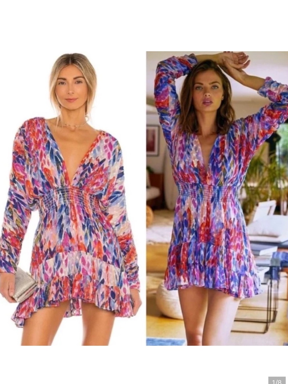 MISA Chiara Mini Dress Feathers of Corfu Size XS
